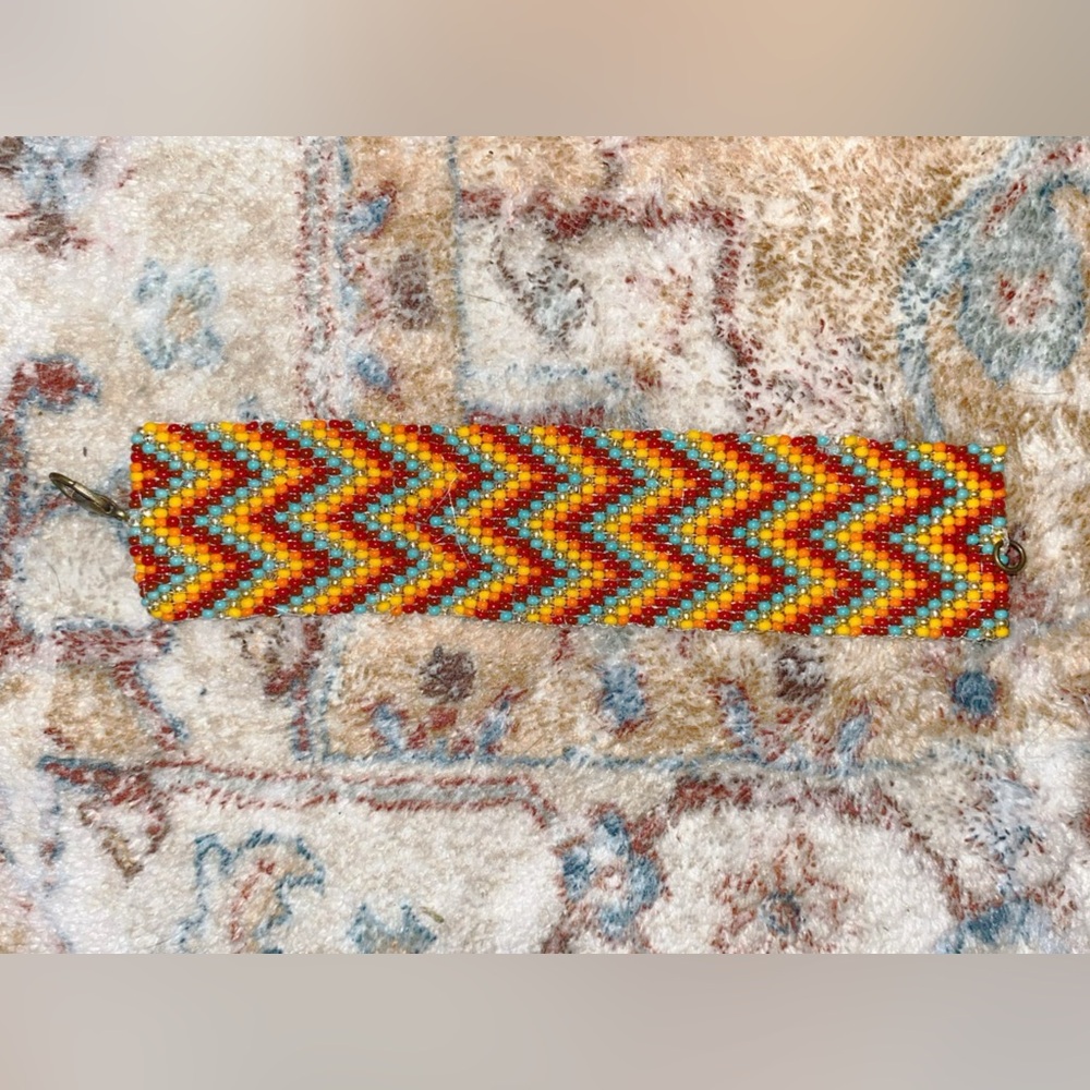 Handmade Rainbow Chevron Beaded Bracelet